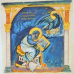 St Jean d'après l'Evangile du Couronnement enluminure sur peau de mouton, poudre d'or et d'argent 10 ème Siècle British Library St Jean