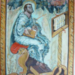 St Luc d'après l'évangile d'Ebbon. Enluminure sur peau de mouton, poudre d'or, 9 ème Siècle Bibliothèque Municipale d'Epernay St Luc
